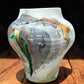 Vase - Nemadji Swirl Art Pottery, Orange Green Brown Matte Ceramic 4 Vase Lot, by The Old Grainery (abstract pottery, amer...