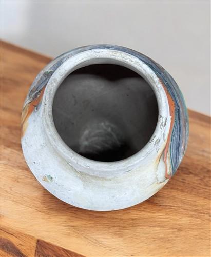 Vase - Nemadji Swirl Art Pottery, Orange Green Brown Matte Ceramic 4 Vase Lot, by The Old Grainery (abstract pottery, amer...