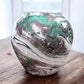 Vase - Nemadji Swirl Art Pottery, Orange Green Brown Matte Ceramic 4 Vase Lot, by The Old Grainery (abstract pottery, amer...