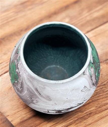 Vase - Nemadji Swirl Art Pottery, Orange Green Brown Matte Ceramic 4 Vase Lot, by The Old Grainery (abstract pottery, amer...
