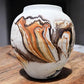 Vase - Nemadji Swirl Art Pottery, Orange Green Brown Matte Ceramic 4 Vase Lot, by The Old Grainery (abstract pottery, amer...