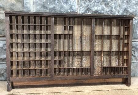 Printer Drawer Wood Block Typeset Tray, Letterpress Thimble Shell Display, A49