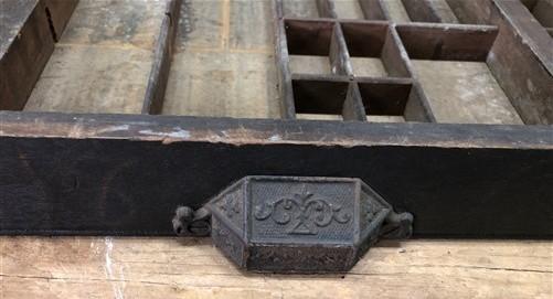 Printer Drawer Wood Block Typeset Tray, Letterpress Thimble Shell Display, A49