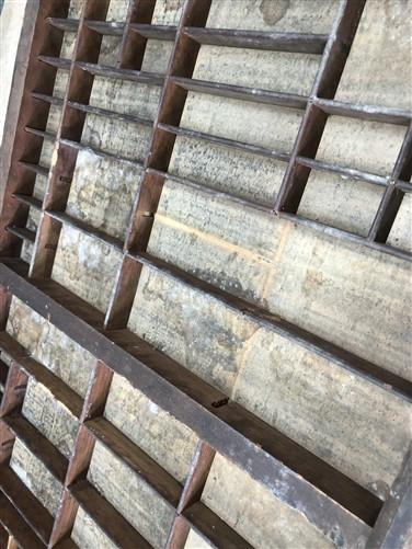 Printer Drawer Wood Block Typeset Tray, Letterpress Thimble Shell Display, A49