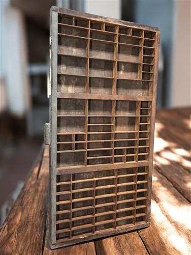 Printer Drawer Wood Block Typeset Tray, Letterpress Thimble Shell Display, A47