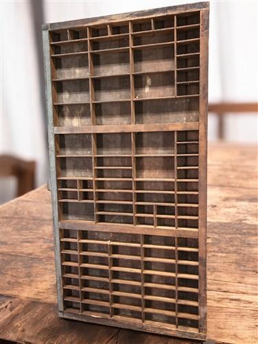 Printer Drawer Wood Block Typeset Tray, Letterpress Thimble Shell Display, A47