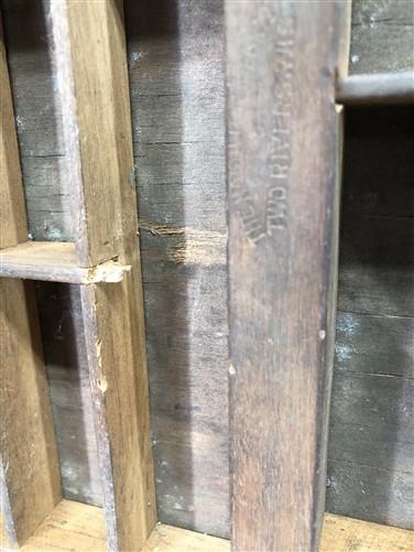 Printer Drawer Wood Block Typeset Tray, Letterpress Thimble Shell Display, A47