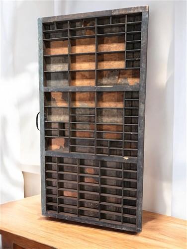 Printer Drawer Wood Block Typeset Tray, Letterpress Thimble Shell Display, A45