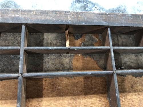 Printer Drawer Wood Block Typeset Tray, Letterpress Thimble Shell Display, A45