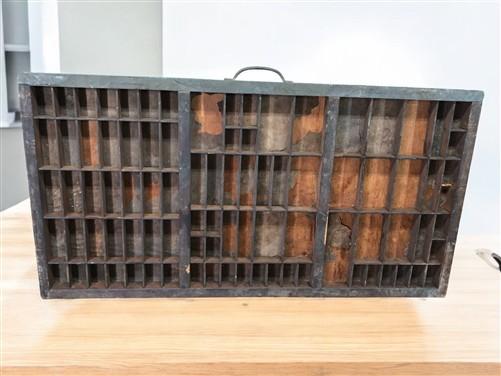 Printer Drawer Wood Block Typeset Tray, Letterpress Thimble Shell Display, A45