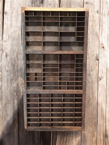 Printer Drawer Wood Block Typeset Tray, Letterpress Thimble Shell Display, A43