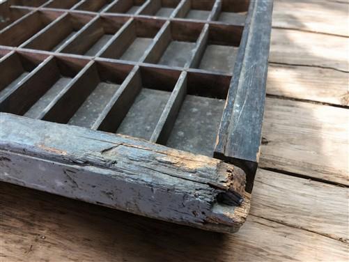 Printer Drawer Wood Block Typeset Tray, Letterpress Thimble Shell Display, A43