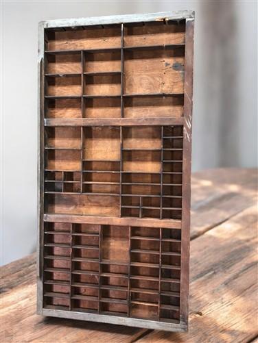 Printer Drawer Wood Block Typeset Tray, Letterpress Thimble Shell Display A40