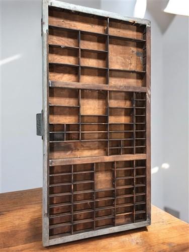 Printer Drawer Wood Block Typeset Tray, Letterpress Thimble Shell Display A40