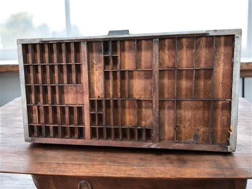 Printer Drawer Wood Block Typeset Tray, Letterpress Thimble Shell Display A40