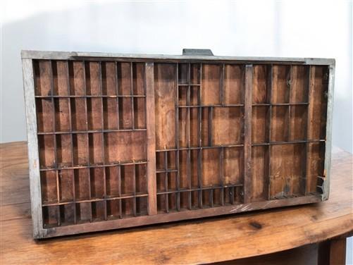 Printer Drawer Wood Block Typeset Tray, Letterpress Thimble Shell Display A40