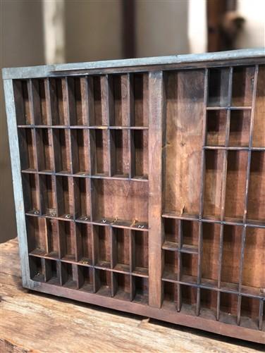 Printer Drawer Wood Block Typeset Tray, Letterpress Thimble Shell Display A40