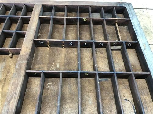 Printer Drawer Wood Block Typeset Tray, Letterpress Thimble Shell Display A40