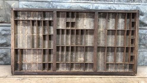 Printer Drawer Wood Block Typeset Tray, Letterpress Thimble Shell Display A39