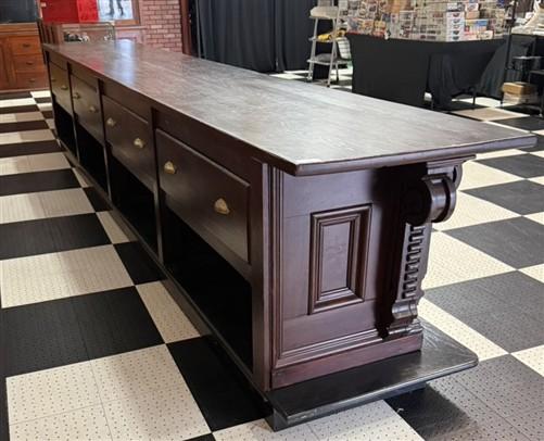15'8" Store Counter Display Table, Mercantile Showcase, Bar Front Kitchen Island