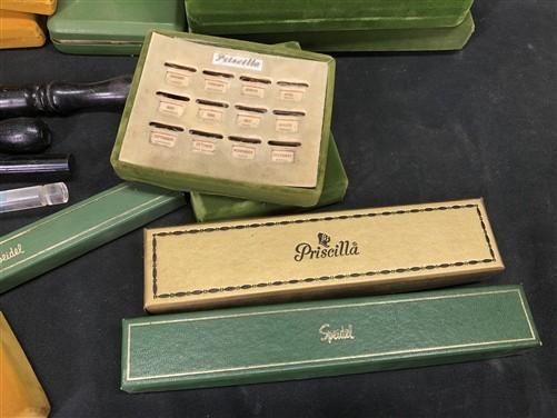 Jewelry > Jewelry Storage > Jewelry Boxes - Priscilla Velvet Retro Jewelry Case, Vintage Display Presentation Box, 60s 70s...