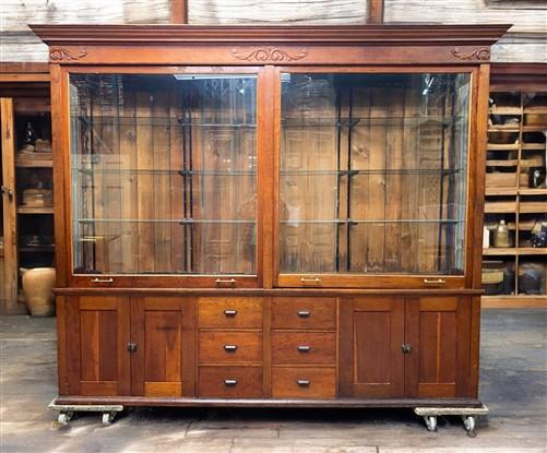 10' Retail Store Display Cabinet, Vintage Bookcase, Backbar, Display Case, C