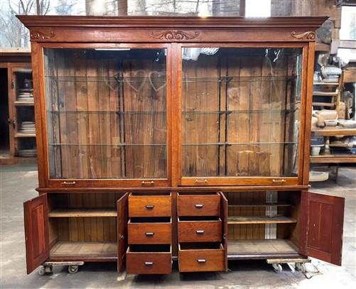 10' Retail Store Display Cabinet, Vintage Bookcase, Backbar, Display Case, C