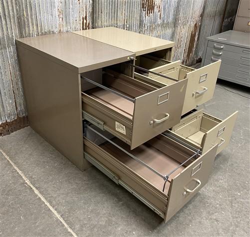 Pair of 29" Vertical File Cabinets, Steelcase & Hon, Vintage Metal 2 Drawer File