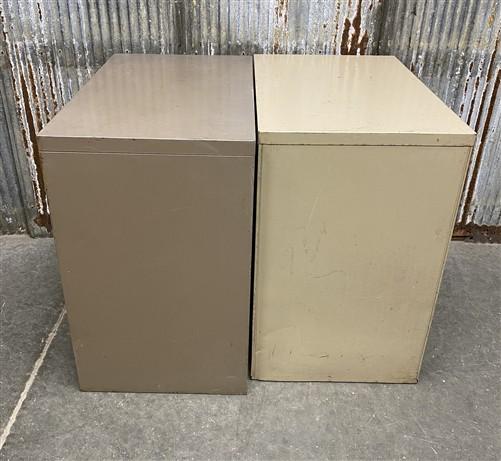Pair of 29" Vertical File Cabinets, Steelcase & Hon, Vintage Metal 2 Drawer File