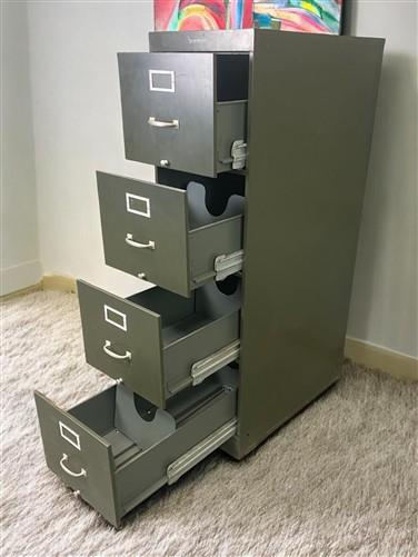 Shaw-Walker Filing Cabinet, Vintage Metal 4 Drawer Green File Cabinet Industrial