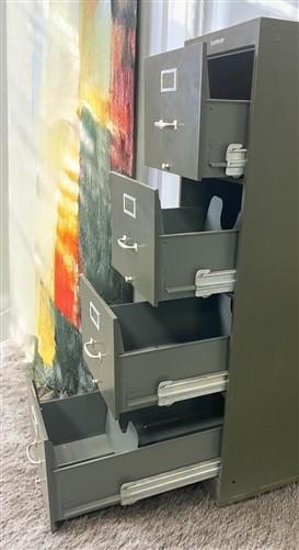 Shaw-Walker Filing Cabinet, Vintage Metal 4 Drawer Green File Cabinet Industrial