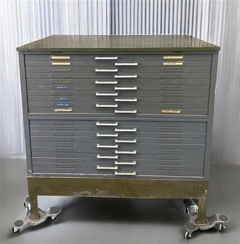 File Cabinet - Industrial Flat File Cabinet, Vintage Hamilton Blueprint Map Drawer, Drafting, E by The Old Grainery (20 dr...