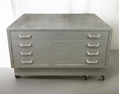 File Cabinet - Industrial Flat File Cabinet, Vintage Blueprint Map Drawer Chest, Drafting, G by The Old Grainery (4 drawer...