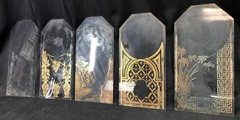 Clock parts - 5 Vintage Mantle Clock Glass Faces, Decorative Tombstone Glass Clock Parts A by The Old Grainery (clock, dec...