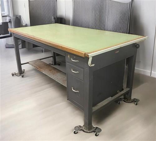 Drafting Table - Industrial Drafting Table, Vintage Hamilton 7' Drafting Work Table with Drawers by The Old Grainery (arch...