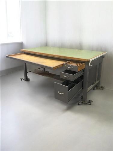 Drafting Table - Industrial Drafting Table, Vintage Hamilton 7' Drafting Work Table with Drawers by The Old Grainery (arch...
