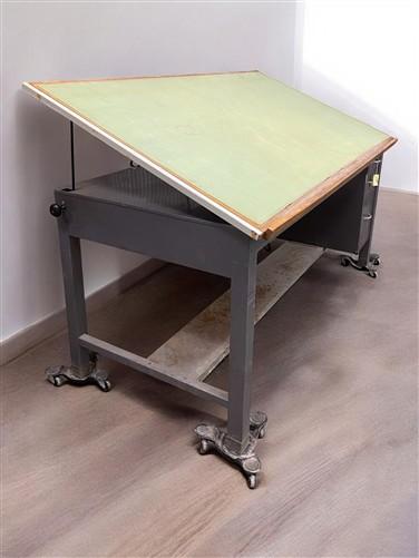 Drafting Table - Industrial Drafting Table, Vintage Hamilton 7' Drafting Work Table with Drawers by The Old Grainery (arch...