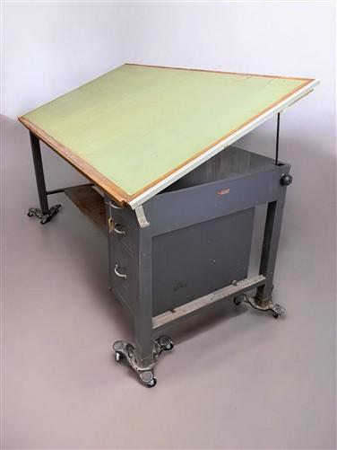 Drafting Table - Industrial Drafting Table, Vintage Hamilton 7' Drafting Work Table with Drawers by The Old Grainery (arch...