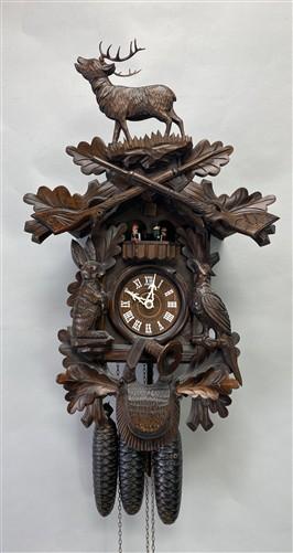 Clock - German Cuckoo Clock, Vintage Black Forest Clock, Carved Wood Deer Hunter Clock by The Old Grainery (alpine decor,...
