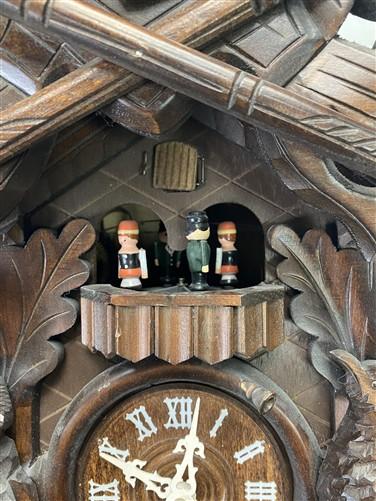 Clock - German Cuckoo Clock, Vintage Black Forest Clock, Carved Wood Deer Hunter Clock by The Old Grainery (alpine decor,...