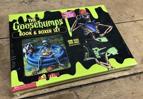 R.L Stine Goosebumps Book & Boxer Set, Sealed NIB NOS Glow in Dark Collector Set