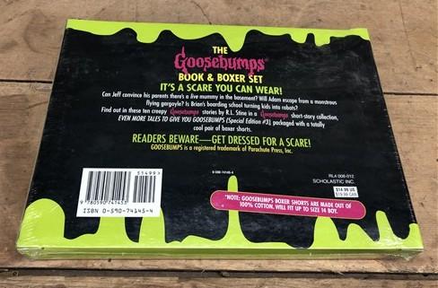 R.L Stine Goosebumps Book & Boxer Set, Sealed NIB NOS Glow in Dark Collector Set