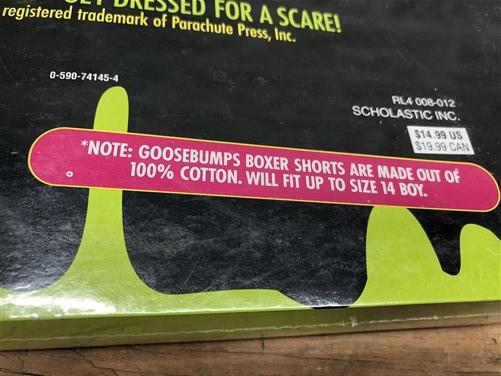 R.L Stine Goosebumps Book & Boxer Set, Sealed NIB NOS Glow in Dark Collector Set