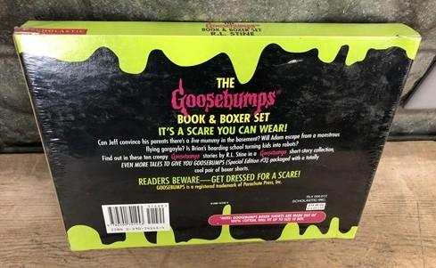R.L Stine Goosebumps Book & Boxer Set, Sealed NIB NOS Glow in Dark Collector Set