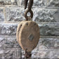 Block Pulley, Vintage Wood Cast Iron Rustic Farm Barn Hay Trolley Carrier A7