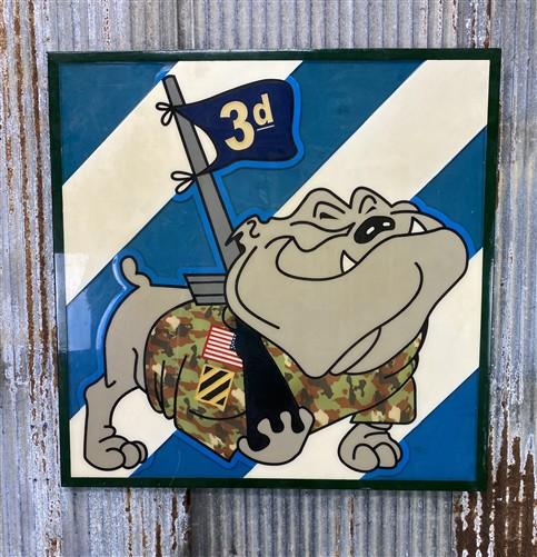 Military Sign - 3rd Infantry Division Bulldog Sign (38.5x38.5) Military Unit Wall Art Display by The Old Grainery (army gi...