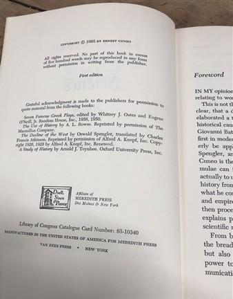 Book - 1963 Science and History First Edition Signed by Cuneo, WWI Era OSS Intelligence by The Old Grainery (1963, Cuneo,...