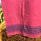Mexican Wool Blanket w/ Greek Key Design, Vintage Southwestern Woven Textile
