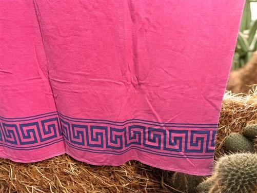 Mexican Wool Blanket w/ Greek Key Design, Vintage Southwestern Woven Textile
