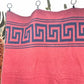 Mexican Wool Blanket w/ Greek Key Design, Vintage Southwestern Woven Textile